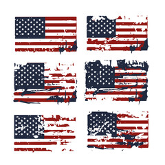 Set of abstract Grunge American flag. distressed USA flag. Vintage American flag