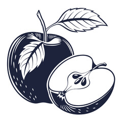  silhouette apple on white background