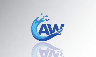 AW Wave Monogram Logo – Creative Splash Letter mark with Water Flow & Motion Effect for Fresh, Dynamic Branding & Aqua-Themed Identity Design
