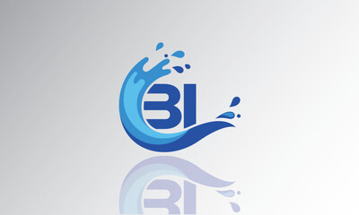 BI Wave Monogram Logo – Creative Splash Letter mark with Water Flow & Motion Effect for Fresh, Dynamic Branding & Aqua-Themed Identity Design
