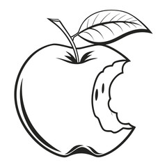  silhouette apple on white background