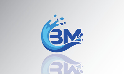 BM Wave Monogram Logo – Creative Splash Letter mark with Water Flow & Motion Effect for Fresh, Dynamic Branding & Aqua-Themed Identity Design
