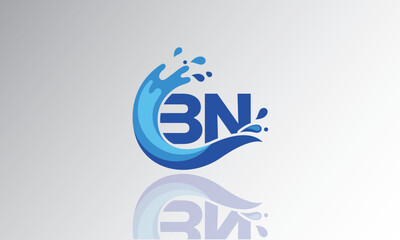 BN Wave Monogram Logo – Creative Splash Letter mark with Water Flow & Motion Effect for Fresh, Dynamic Branding & Aqua-Themed Identity Design
