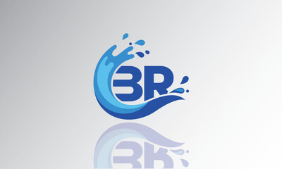 BR Wave Monogram Logo – Creative Splash Letter mark with Water Flow & Motion Effect for Fresh, Dynamic Branding & Aqua-Themed Identity Design
