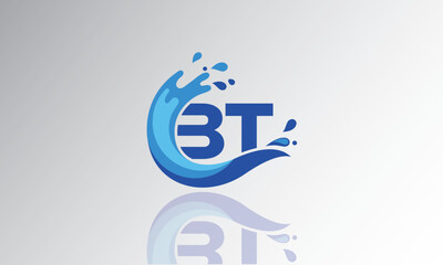 BT Wave Monogram Logo – Creative Splash Letter mark with Water Flow & Motion Effect for Fresh, Dynamic Branding & Aqua-Themed Identity Design
