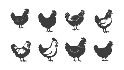 Chicken Silhouette Vector Illustration for Farm, Animal, and Vintage Design Concepts