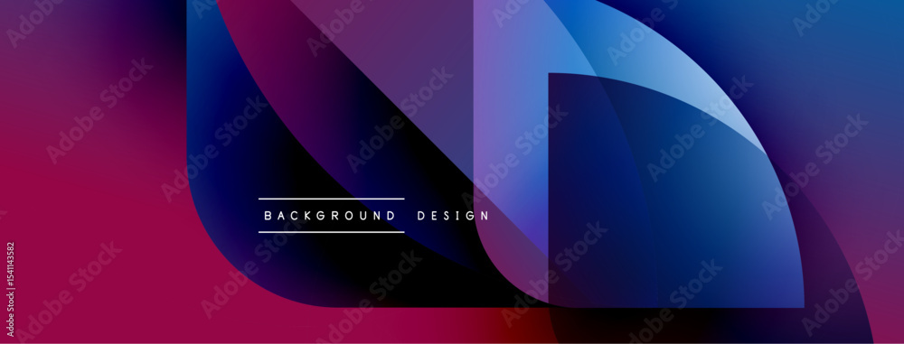 Aufkleber Abstract gradient shapes overlap. Vivid magenta, purple, blue hues create dynamic composition. Text reads background design. Modern visual element.