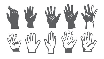 Hand Silhouette Collection Vector Illustration for Gesture Communication and Graphic Design Concepts