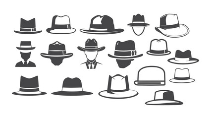 Hat Silhouette Collection Vector Illustration for Fashion Accessory Headwear Costume and Style Design Concepts