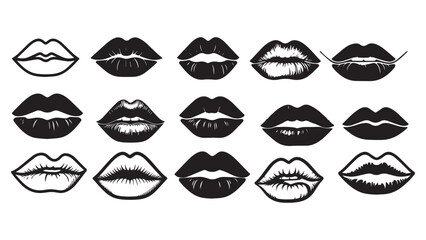 Lips Silhouette Collection Vector Illustration for Beauty Fashion Makeup and Romantic Design Concepts