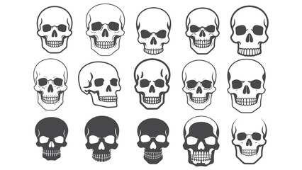 Skull Silhouette Collection Vector Illustration for Horror Gothic Anatomy and Tattoo Design Concepts