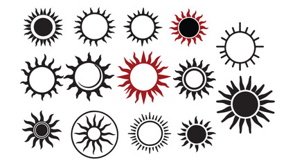 Sun Silhouette Collection Vector Illustration for Nature Weather Summer and Spiritual Design Concepts
