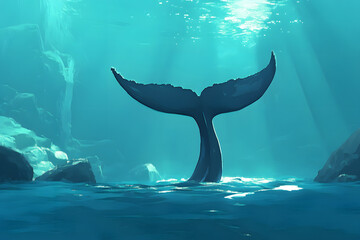 a whale tail is visible in the water
