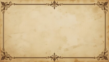 Vintage Aged Paper Background with Elegant Ornamental Border Design