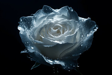 a white rose with water droplets on it