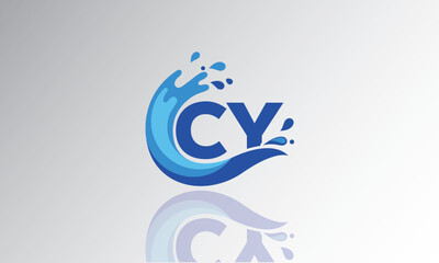 CY Wave Monogram Logo – Creative Splash Letter mark with Water Flow & Motion Effect for Fresh, Dynamic Branding & Aqua-Themed Identity Design
