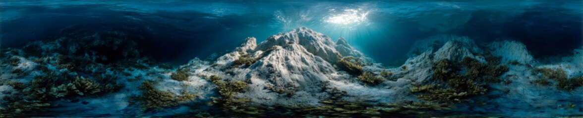 360 degree hdr landscape view of majestic underwater mountains