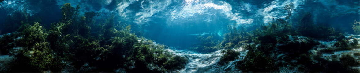 Underwater 360 degree hdr scene ocean floor aquatic environment