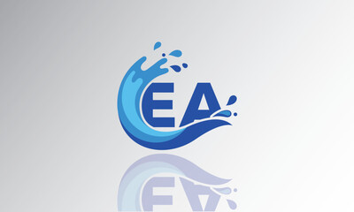 EA Wave Monogram Logo – Creative Splash Letter mark with Water Flow & Motion Effect for Fresh, Dynamic Branding & Aqua-Themed Identity Des

