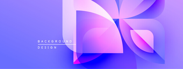 Abstract purple design features geometric shapes, gradients, soft lighting. Modern background suitable for digital projects.