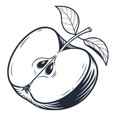  silhouette apple on white background