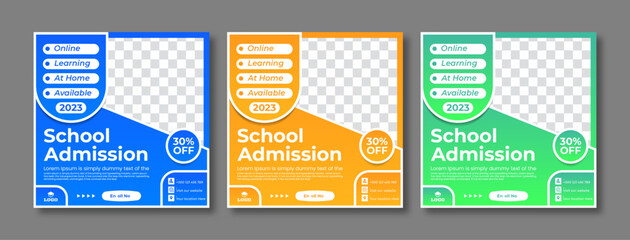 Advertising and marketing social media post for back to school and new admission. Editable minimalistic social media poster for new admission.  Suitable for advertising and marketing banner.  