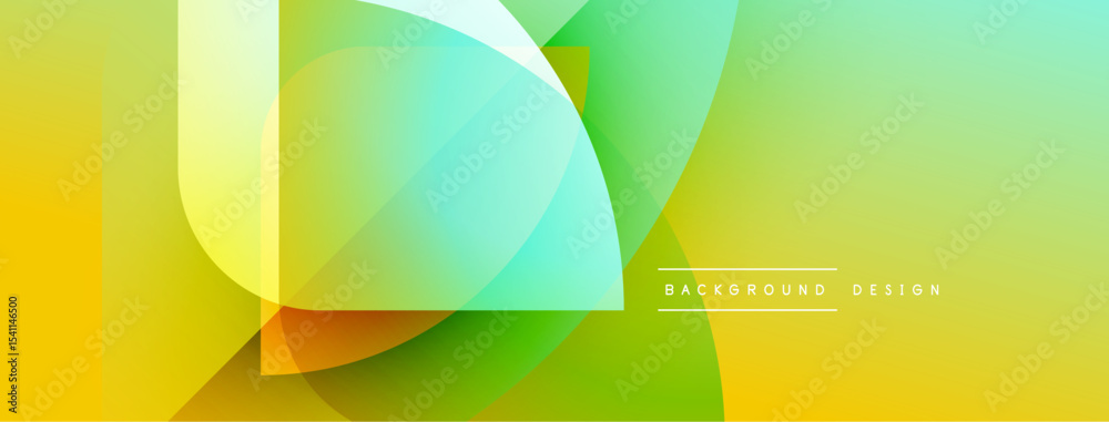 Poster Abstract gradient shapes overlap creating vibrant yellow, green composition. Modern design element for backgrounds, banners.