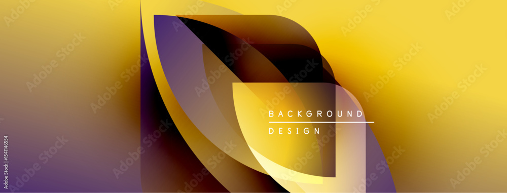 Aufkleber Abstract geometric design. Yellow, purple gradients create layered effect. Modern background suitable for digital projects.