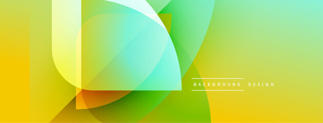 Abstract gradient shapes overlap creating vibrant yellow, green composition. Modern design element for backgrounds, banners.
