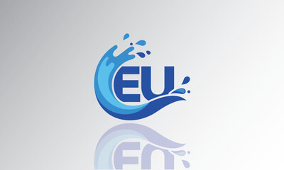EU Wave Monogram Logo – Creative Splash Letter mark with Water Flow & Motion Effect for Fresh, Dynamic Branding & Aqua-Themed Identity Design
