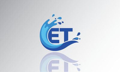 ET Wave Monogram Logo – Creative Splash Letter mark with Water Flow & Motion Effect for Fresh, Dynamic Branding & Aqua-Themed Identity Design
