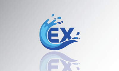 EX Wave Monogram Logo – Creative Splash Letter mark with Water Flow & Motion Effect for Fresh, Dynamic Branding & Aqua-Themed Identity Design
