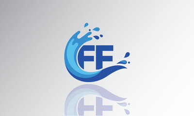 FF Wave Monogram Logo – Creative Splash Letter mark with Water Flow & Motion Effect for Fresh, Dynamic Branding & Aqua-Themed Identity Design
