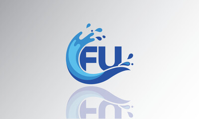 FU Wave Monogram Logo – Creative Splash Letter mark with Water Flow & Motion Effect for Fresh, Dynamic Branding & Aqua-Themed Identity Design

