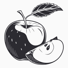  silhouette apple on white background