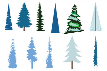 Obraz premium Various Pine tree with multiple color vector illustration on abstract background.