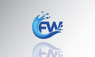 FW Wave Monogram Logo – Creative Splash Letter mark with Water Flow & Motion Effect for Fresh, Dynamic Branding & Aqua-Themed Identity Design
