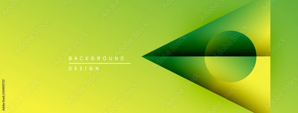 Aufkleber Abstract geometric composition. Yellow, green gradients create dynamic visual effect. Minimalist design with text elements present.