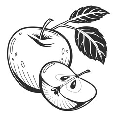  silhouette apple on white background