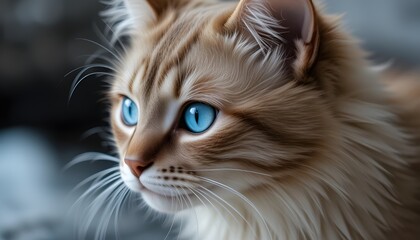 Blue-Eyed Cat Desktop Wallpaper Background in HD for Designers and Creative Projects