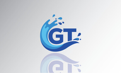 GT Wave Monogram Logo – Creative Splash Letter mark with Water Flow & Motion Effect for Fresh, Dynamic Branding & Aqua-Themed Identity Design
