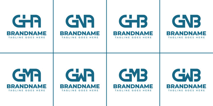 Letters GHA GNA GMA GWA GHB GNB GMB GWB Monogram Logo Set