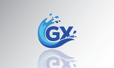 GX Wave Monogram Logo – Creative Splash Letter mark with Water Flow & Motion Effect for Fresh, Dynamic Branding & Aqua-Themed Identity Design
