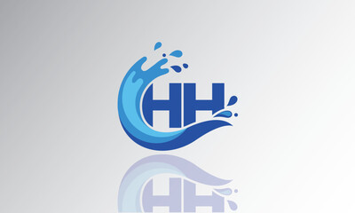 HH Wave Monogram Logo – Creative Splash Letter mark with Water Flow & Motion Effect for Fresh, Dynamic Branding & Aqua-Themed Identity Design
