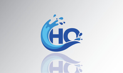HO Wave Monogram Logo – Creative Splash Letter mark with Water Flow & Motion Effect for Fresh, Dynamic Branding & Aqua-Themed Identity Design
