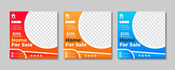Advertising and marketing real estate social media post for home sale. Editable minimalistic social media poster for real estate sale.  Suitable for advertising and marketing banner.  
