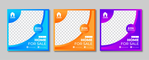 Advertising and marketing real estate social media post for home sale. Editable minimalistic social media poster for real estate sale.  Suitable for advertising and marketing banner.  