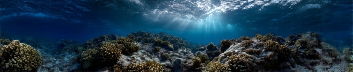 Obraz premium Beneath the waves 360 degree hdr ocean landscape underwater view