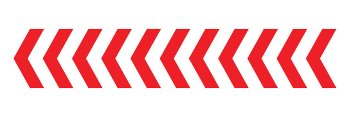 Arrow red chevron symbol. Warning striped arrow. Safety type .Isolated on white background. Vector&nbsp;illustration  .