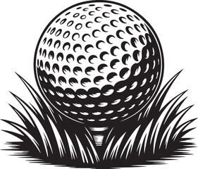 Classic Golf Ball Illustration Black and White Design